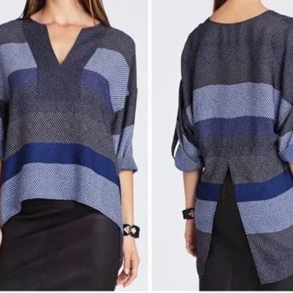 BCBGMazAzria Blue Halen Scarf Print top Size S - Picture 1 of 6